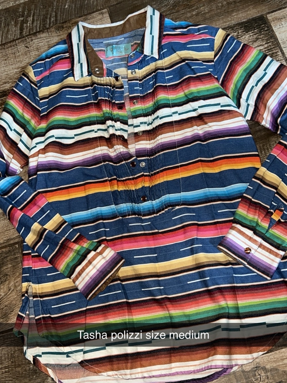 Tasha Polizzi Multicolor Striped half Button-Front Shirt - Blue/Navy Base